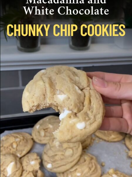 Macadamia and white chocolate chunky chip cookies